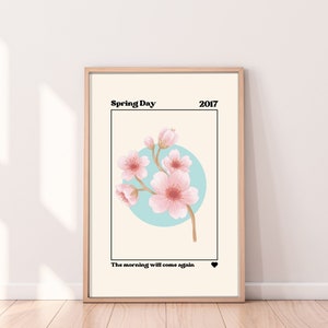 BTS Spring Day Lyrics Print, Retro Bangtan Sonyeondan Wall Art, Printable BTS Poster