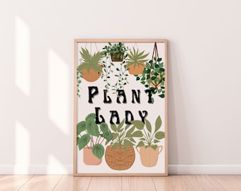 Plant Lady Printable Wall Art, Plant Lover Decor, Instant Download Wall Art, House Plant Poster