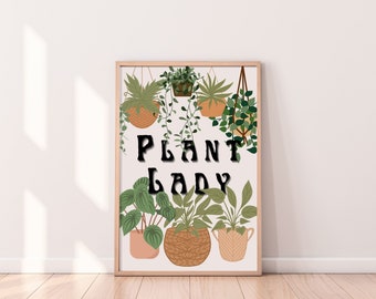 Plant Lady Art Print: Houseplant Decor (Digital Download)