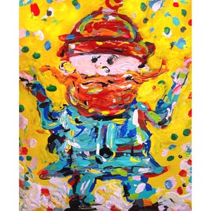 acrylic painting of spotted elephant from island of misfit toys