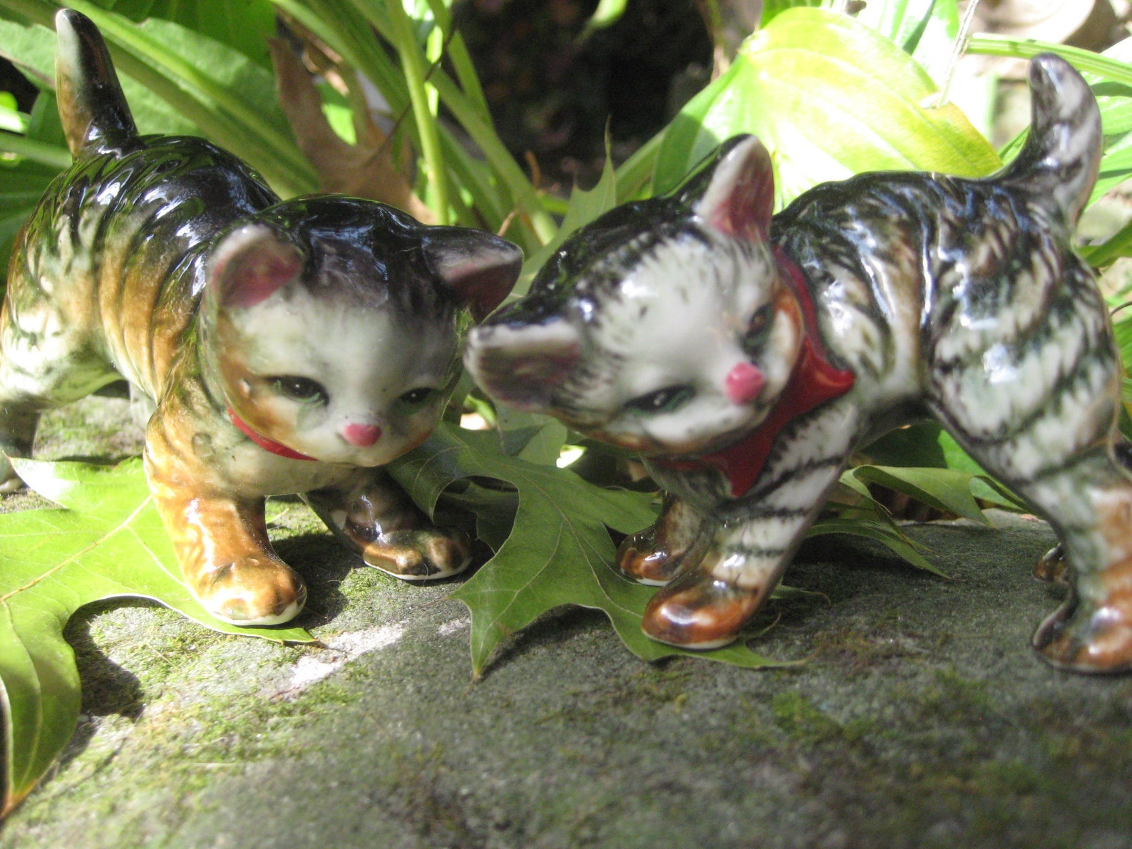 Vintage Enesco Pair of Ceramic Cat Figurines Etsy