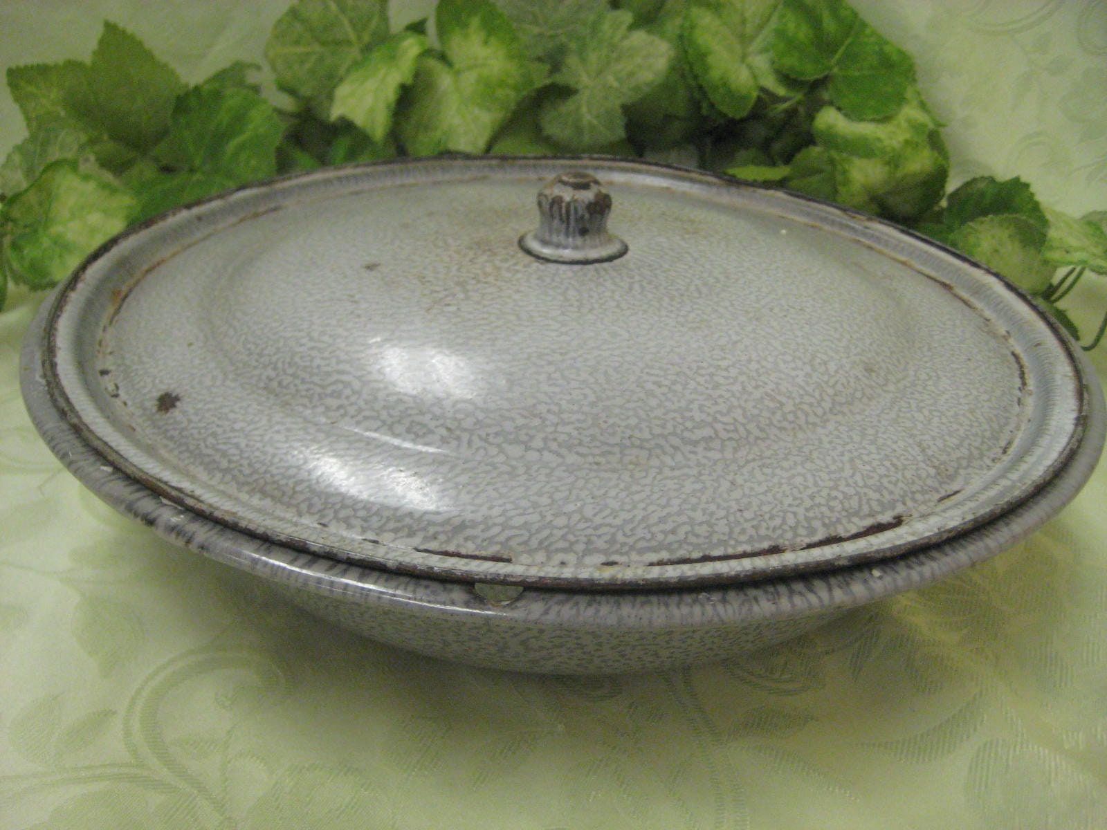 Vintage Gray Graniteware Basin Granite Ware Dish Pan 