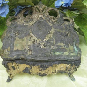 Antique Ormolu Nouveau Jewelry Casket-Display Box-Dresser Box-Memory Box Salvage Piece