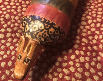 Vintage Armadillo 12 “ Hand Carved Wooden, Guatemala, Mayan Art, Hand Painted, Folk Art, Signed, Rustic, Ethnic, Chichicastenango,