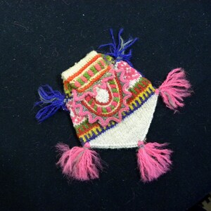 Vintage Wool Coin Purse Peru, Andes Indian, Knitted Bag, Ethnic bag, Folk Art, Peasant, Handmade image 3