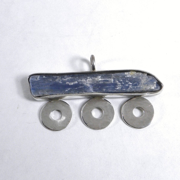 Sterling Original Pendant with Mayan Glyph Shape and Stones Kyanite