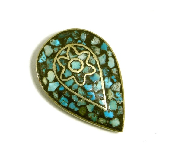 Vintage 1940s Turquoise Dress Clip Mosaic Star