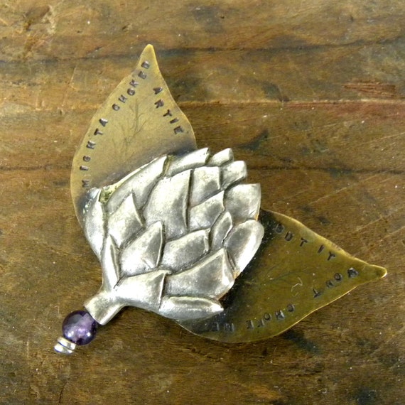 Rare Cindy Harley ARTICHOKE Pin 1993 Silver Copper