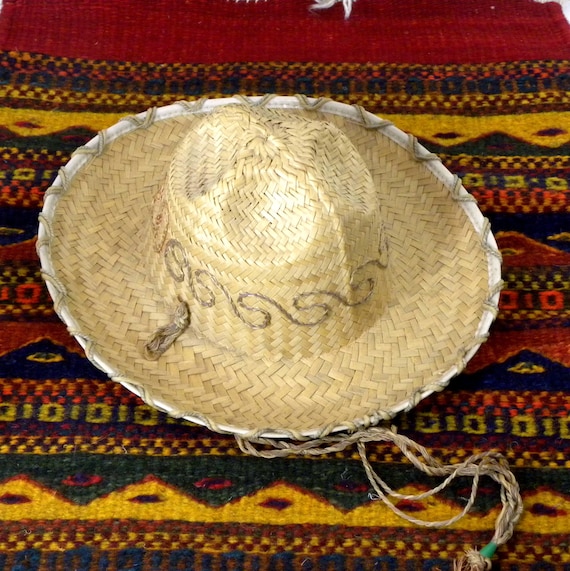 Vintage Childs Mexican Straw Hat Sombrero Mexico,