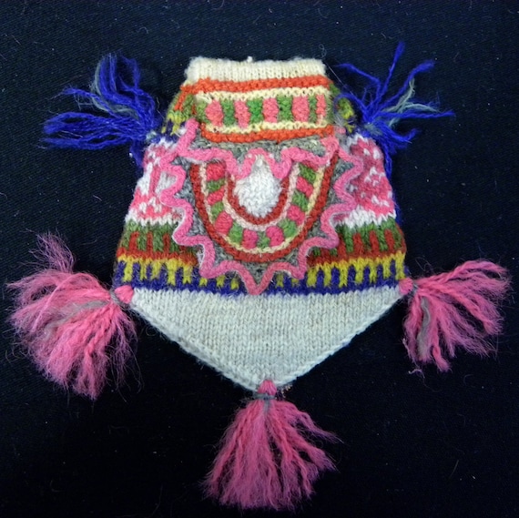 Vintage Wool Coin Purse Peru, Andes Indian, Knitt… - image 1