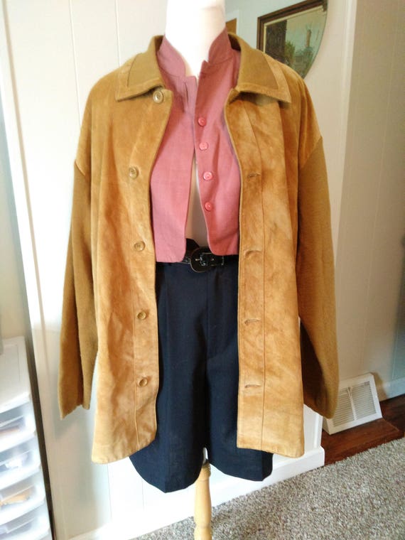 Gorgeous camel suede and knit Baracuta jacket