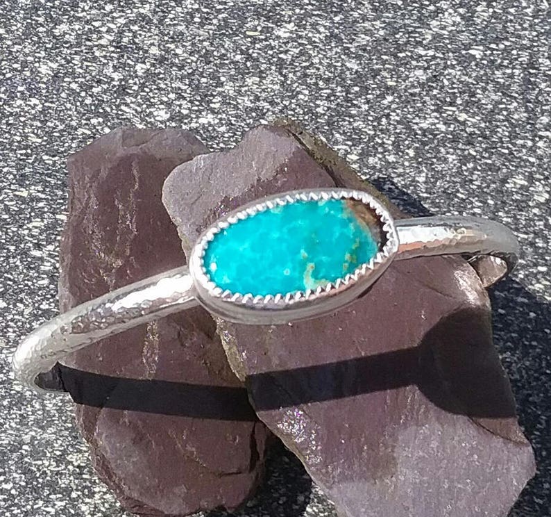 Gemstone cuff Hallmarked cuff Silver cuff Hammered silver cuff Turquoise cuff Hammered cuff