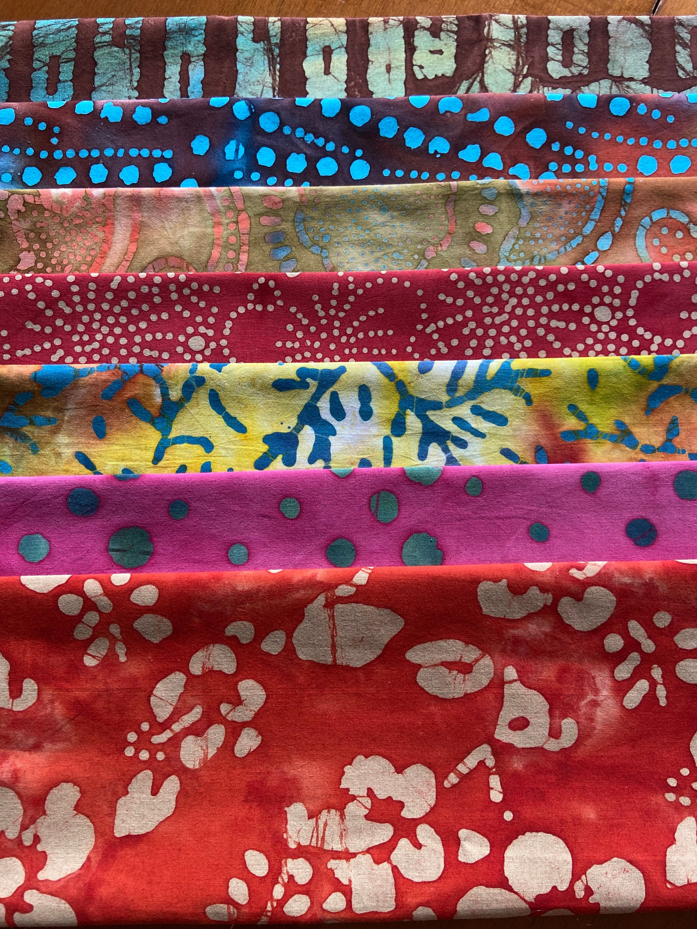 7 Batik Tela Fat Quarters Colores Cálidos Buen Surtido para Etsy