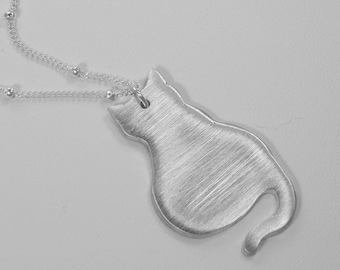 Fine Silver Cat Necklace. Precious Metal Clay. PMC. Cat Pendant. Fine Silver Necklace. Precious Metal Clay Necklace.