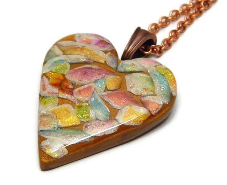 Polymer Clay Faux Gemstone Heart. Faux Gemstone Pendant. Etsy