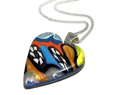 polymer clay heart pendant