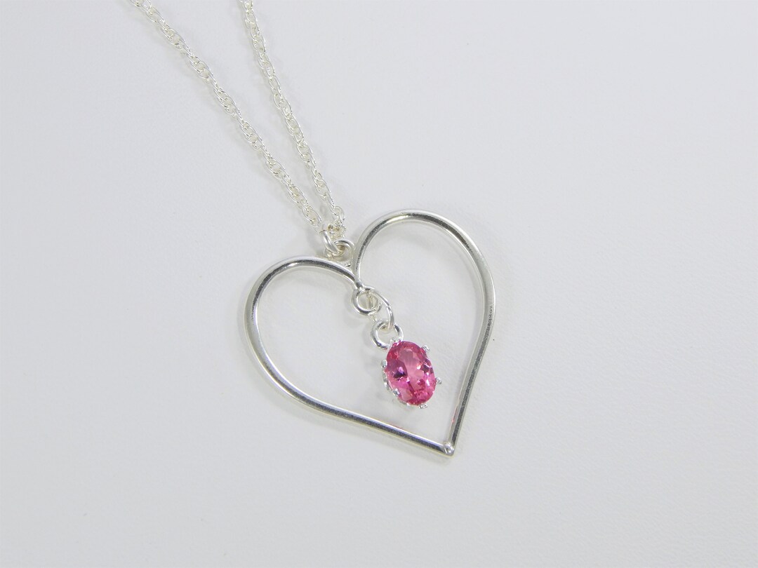 Heart Necklace. Sterling Silver Heart. Topaz Necklace. Pink Topaz ...