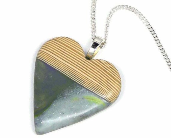 polymer clay heart pendant