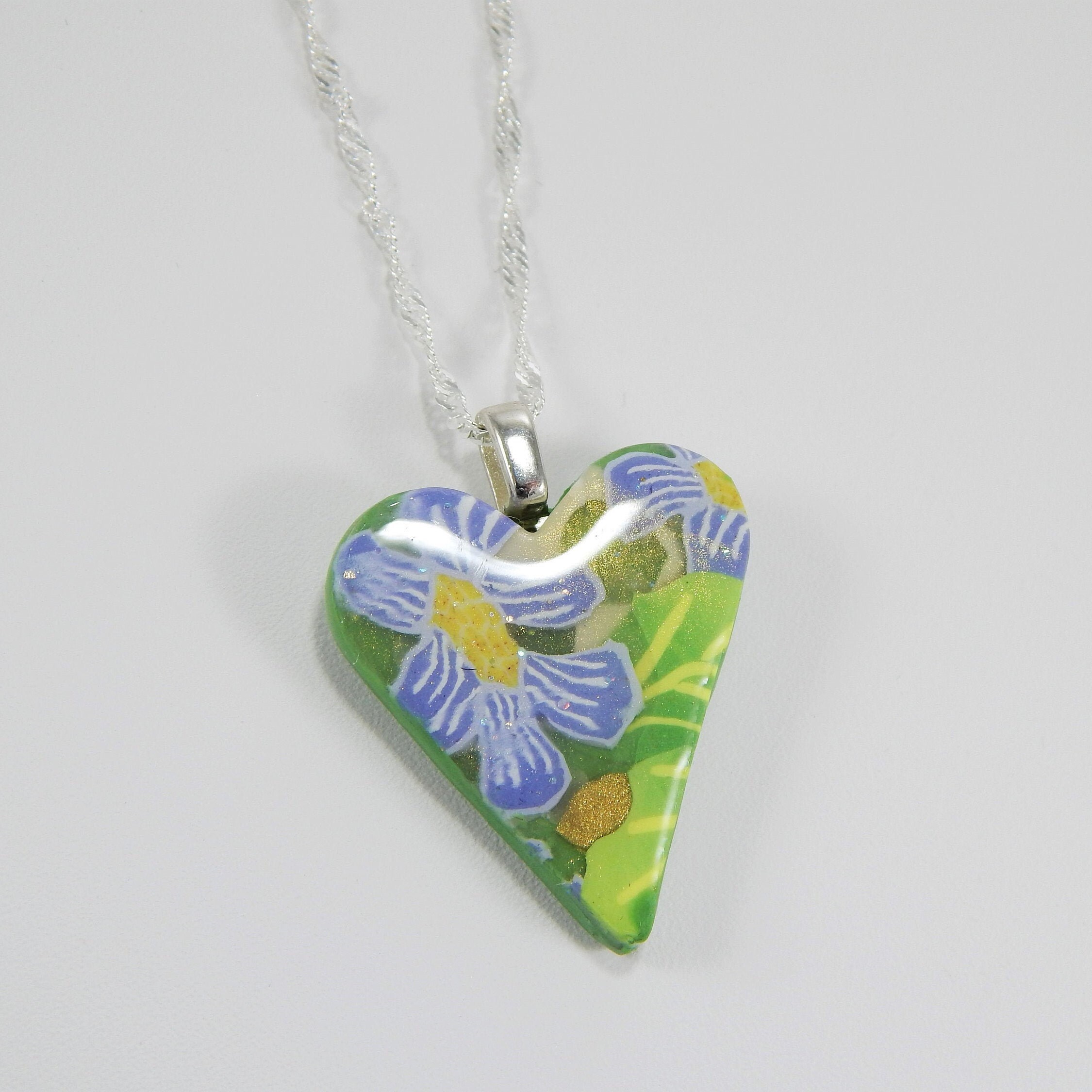 Polymer Clay Heart Necklace. Petite Heart Necklace. Heart Necklace