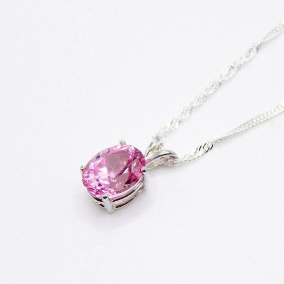 Lab created pink sapphire necklace deals