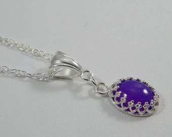 Purple Chalcedony Necklace. Purple Chalcedony Pendant. Chalcedony Necklace. Chalcedony Cabochon.