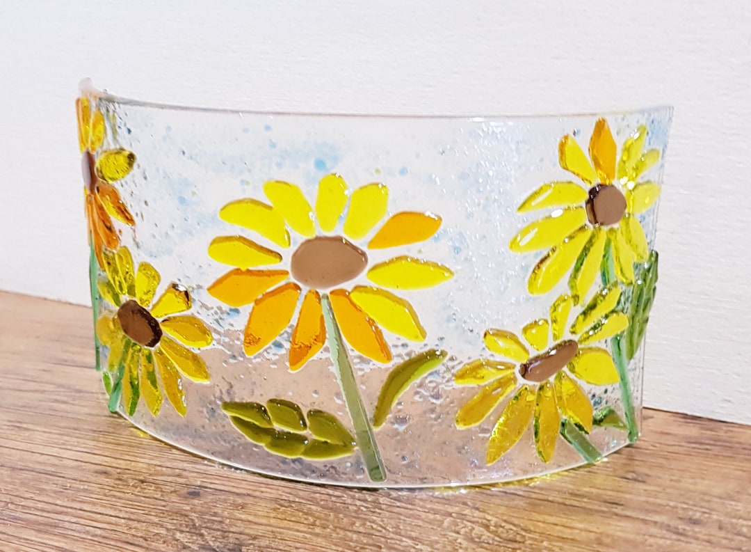 Sunflowers Freestanding Fused Glass Curve. Etsy