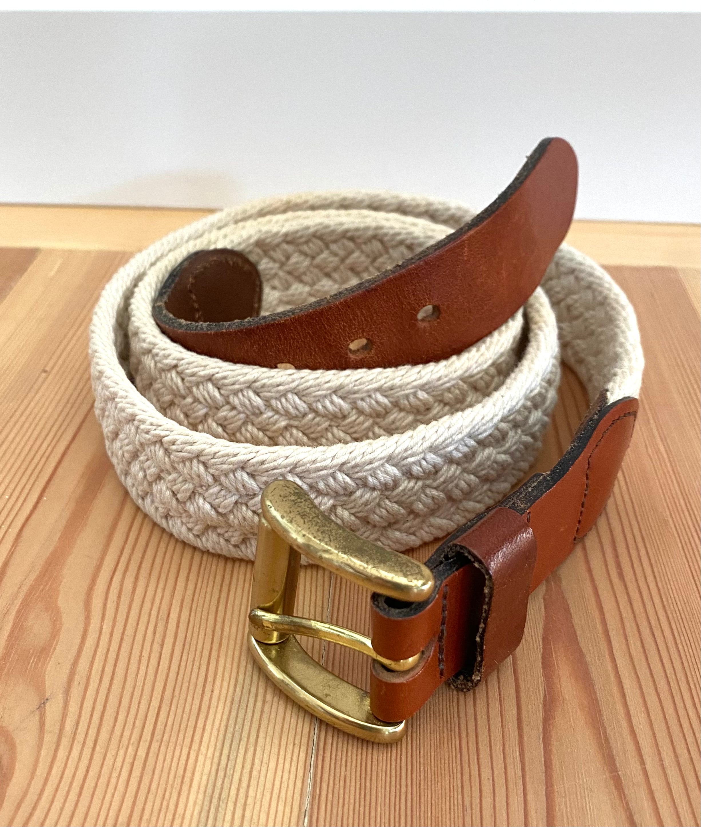 Leather Shop Braided Rope Vintage belts  Vintage Braided Rope Brass Buckle Belt – therapi main image 2