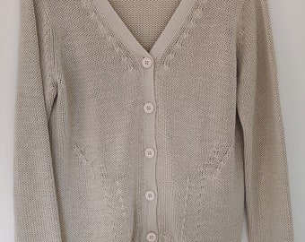 Vintage women's off white cotton cardigan, Size: S-M