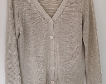 Vintage women's off white cotton cardigan, Size: S-M