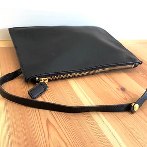 Vintage Black Leather Clutch bag/ Evening bag, minimalist image 4