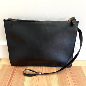 Vintage Black Leather Clutch bag/ Evening bag, minimalist image 2