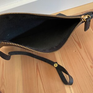 Vintage Black Leather Clutch bag/ Evening bag, minimalist image 5