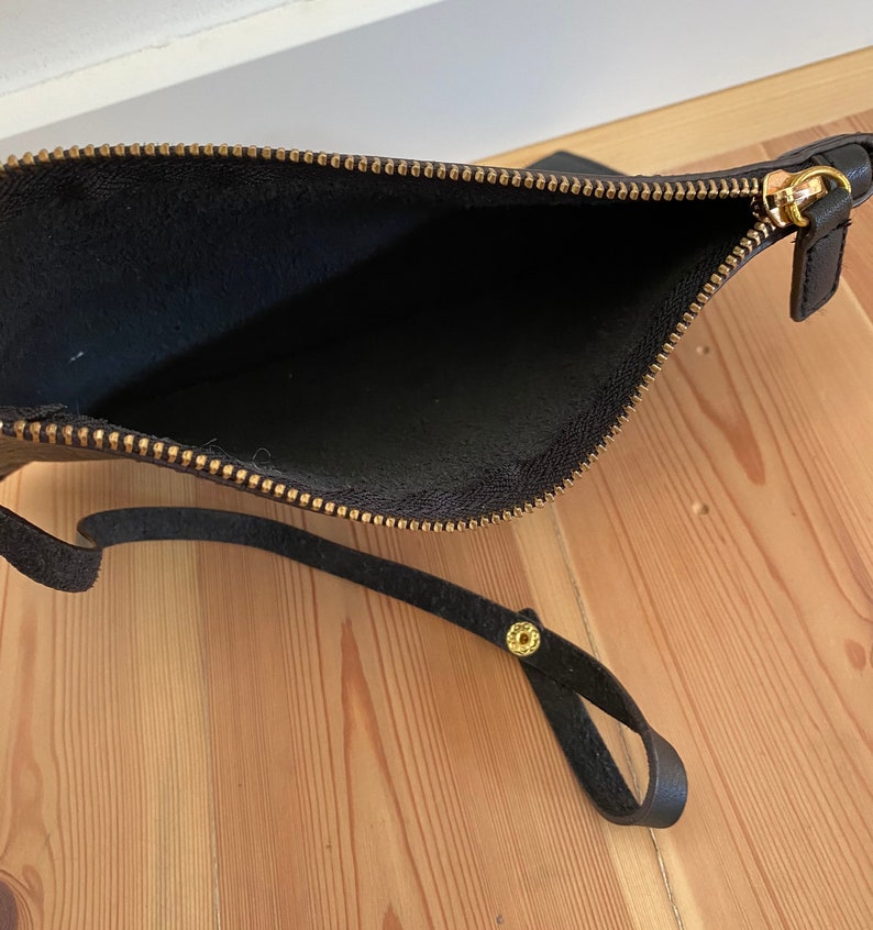 Vintage Black Leather Clutch bag/ Evening bag, minimalist image 5