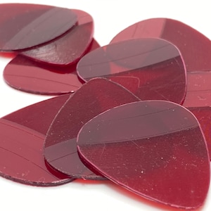 Guitar Picks Upcycled Vintage Vinyl Records - Medium to Heavy Gauge - Red