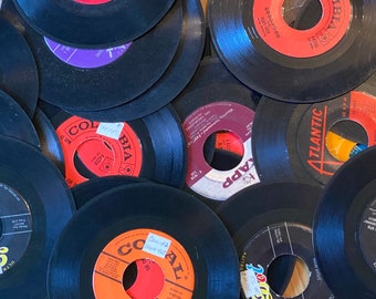 Vintage 7' Vinyl Records 45 RPM For Crafting or Decorating