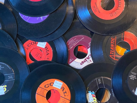 Lote de discos de vinilo antiguos de 7 pulgadas y 45 RPM para