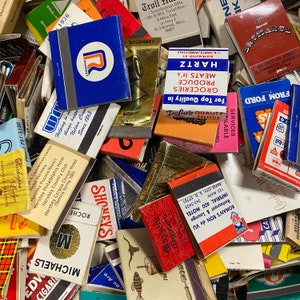 Lot of 30 Vintage Matchbooks Previously Struck - 40s to 90s - Matches Hotels Casinos Bar Las Vegas Man Cave - Used Matchbooks