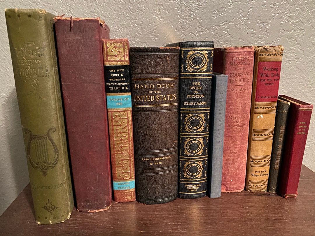 Custom Book Stack Vintage Hardcover Books Old, Rare, Antique Mixed