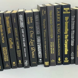 Lot of 6 Black Hardcover Books for Decor, Staging, Props - Gold Silver Copper Lettering