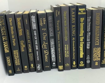 Decorative Book Bundle: 6 Black Hardcover Books with Gold, Silver, or Copper Lettering - Ideal for Styling and Home Decoration