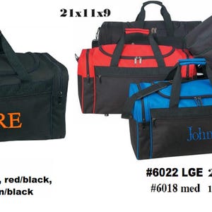 Men and Women Duffle, gym, camping bags Personalized with Embroidery, Perfect for overnight or sports gear, camping, carry on bag