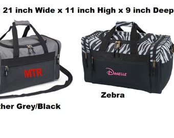 Heathered  or Zebra Carryall Canvas Duffel Bag  21 inch wide x 11 inch high x 9 inch deep