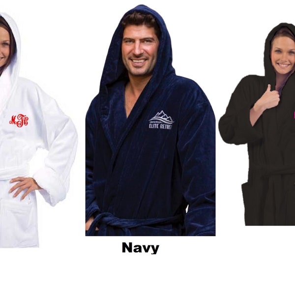 Robe, Personalized Terry Velour with super soft Velour Hood- Our full length hooded robe provides the ultimate in luxury.