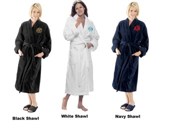 Robe Personalized with Embroidery, for Women and Men,  Perfect gift! Plush Velour  100% cotton in 3 styles and several colors