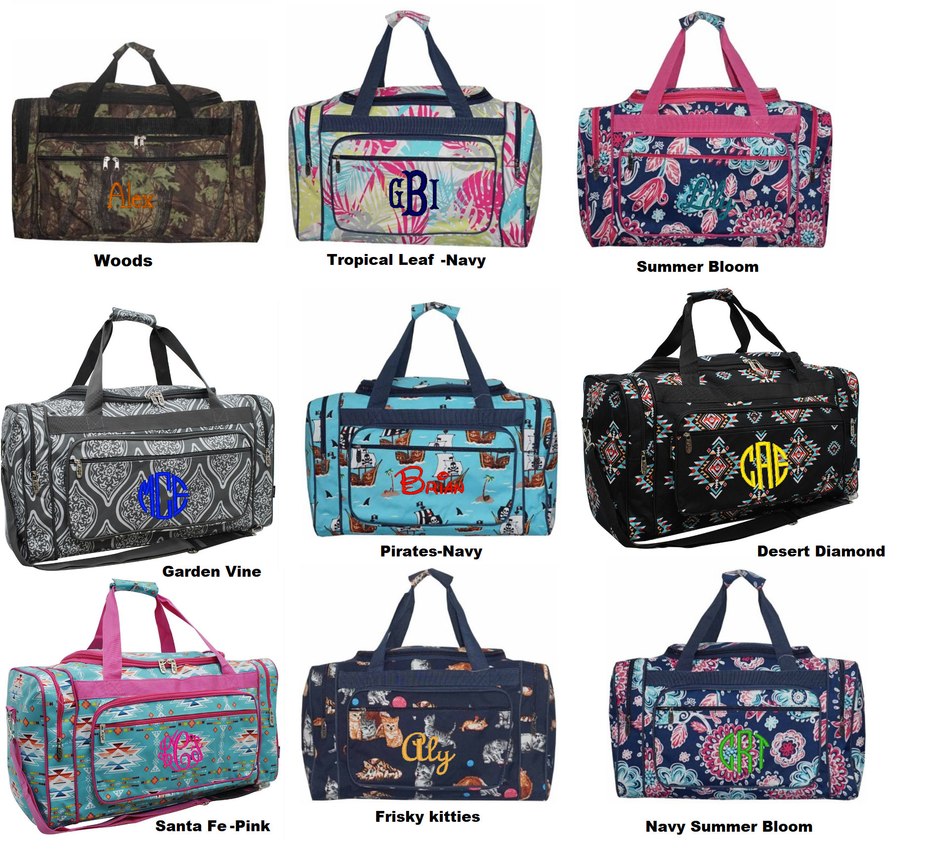 Personalized extra large Duffle bags 23 inch in many vibrant Etsy