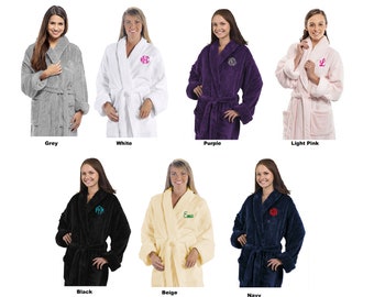 Robe for Women,Personalized, Embroidered Tahoe Micro Fleece Shawl Collar
