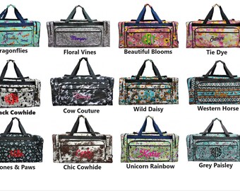 Duffel bags, Extra large  23 inch, Personalized with Embroidery,  in many vibrant styles.