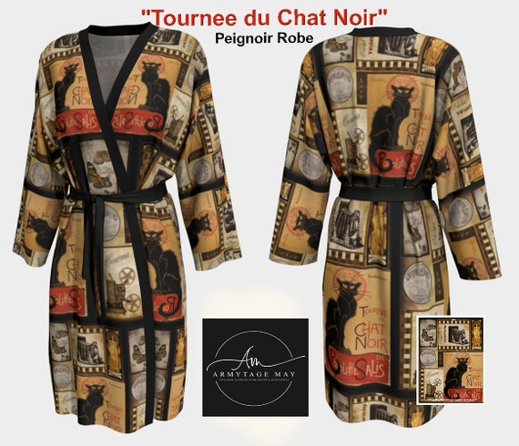 Tournee Du Chat Noir Peignoir Robe Longer Length Kimono Etsy