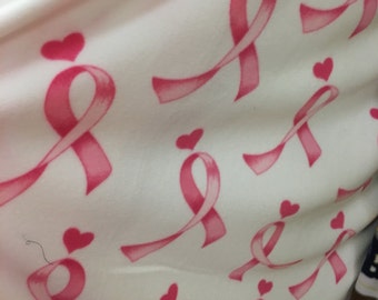 Pink Ribbon Breast Cancer fleece blanket. Almost 5 x 6 feet!!