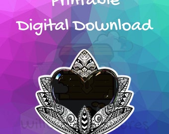 Instant Download Bubble Heart Mandala Sticker Printable PNG & SVG